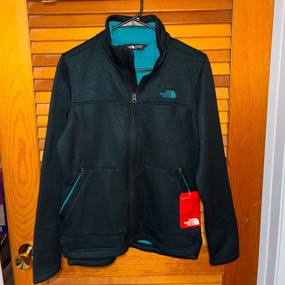 NEW Northface Wakerly Fill Zip Jacket, black/teal- womens size medium